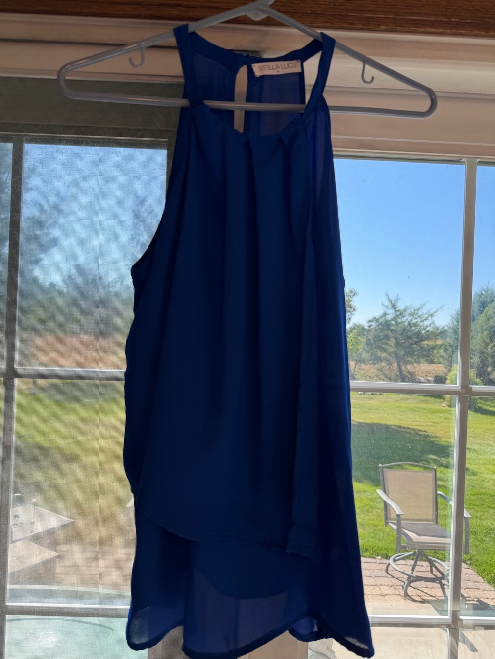 Stella Luce Royal Blue Halter Layered Women's Top. Bin 76.